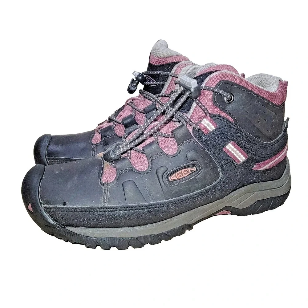 KEEN Targhee Mid Waterproof Hiking‎ Boots Kids Youth Size 3 EU 35 Brown Pink